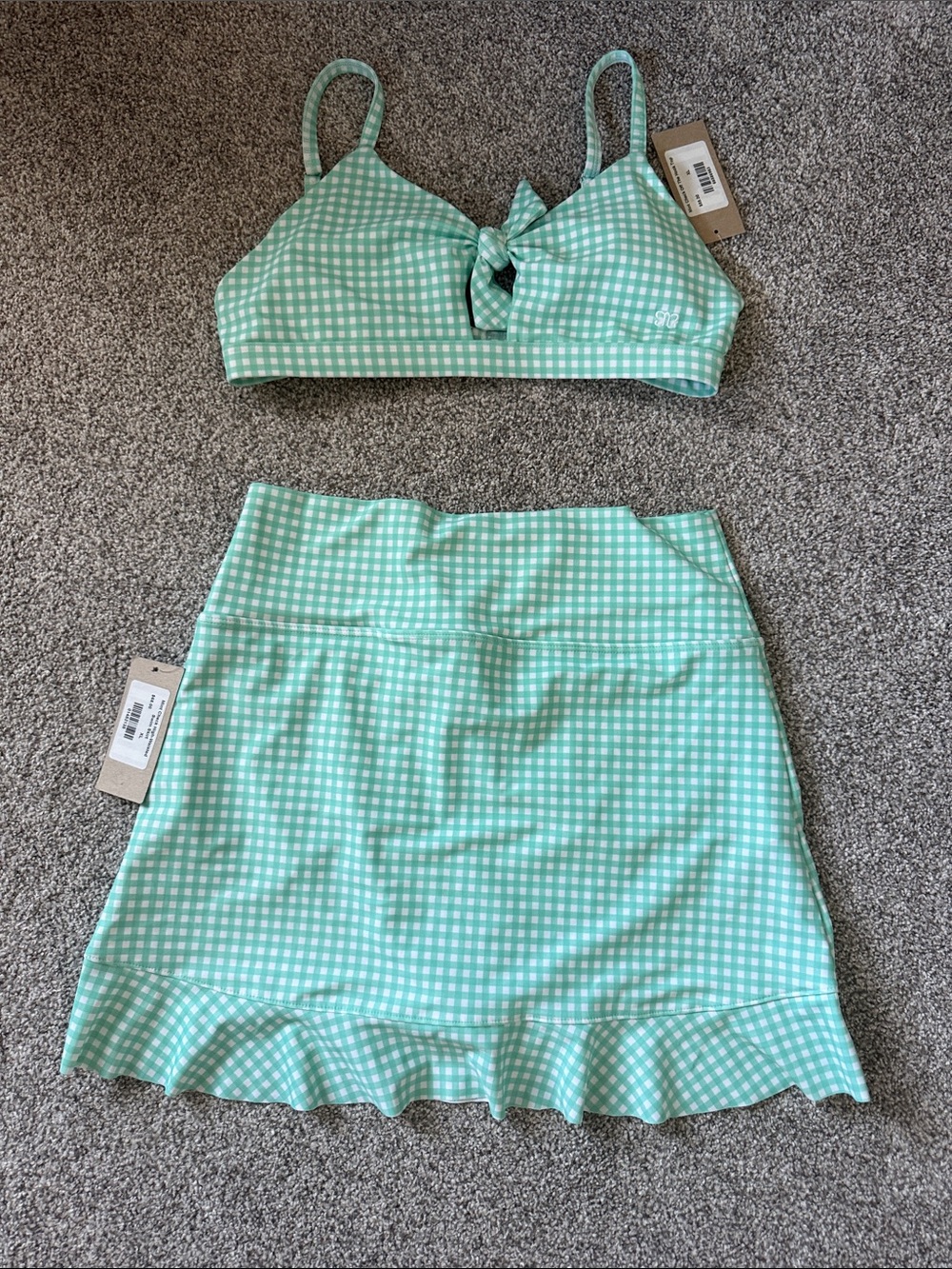Gingham Mint check Albion fit swim set